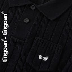 Thumbnail TINGOAN® - Áo len xù POLO cổ bẻ đen phối túi ngực POLO BABY TOP/BL (không bao gồm khăn choàng cổ) 1