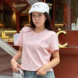 Thumbnail Áo thun nữ, áo phông Unisex basic màu trắng, đen, hồng - Simple Twist 4
