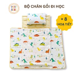 Thumbnail Bộ chăn gối cho bé đi học PETIT BEBE 3 món Tấm lót 70x120cm | Gối nằm 30x50cm | Chăn hè 100x120cm 1