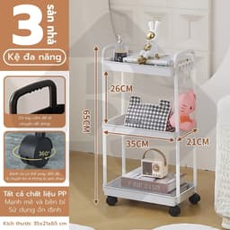 Thumbnail BG - Kệ Tiện Lợi 3521,Xe Đẩy Spa YTC Để Đồ Đa Năng, bánh xe không có khóa 3