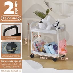 Thumbnail BG - Kệ 2 TẦNG KỆ Tiện Lợi 3521,Xe Đẩy Spa YTC Để Đồ Đa Năng, bánh xe không có khóa 1