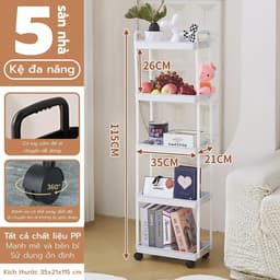 Thumbnail BG - Kệ 5 TẦNG KỆ Tiện Lợi 3521,Xe Đẩy Spa YTC Để Đồ Đa Năng, bánh xe không có khóa 1