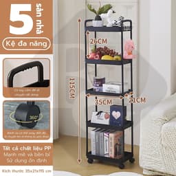 Thumbnail BG - Kệ 5 TẦNG KỆ Tiện Lợi 3521,Xe Đẩy Spa YTC Để Đồ Đa Năng, bánh xe không có khóa 2