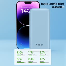 Thumbnail Pin Sạc Dự Phòng 10000mAh ROBOT RT12 Có 2 Cổng Sạc Ra USB & 2 Cổng Sạc Vào Micro/Type-C Nhỏ Gọn Tiện Lợi 2