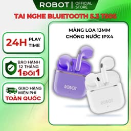 Thumbnail Tai Nghe Bluetooth 5.3 ROBOT Airbuds T50S Semi InEar Kháng Nước IPX4 Âm Thanh Rõ Nét, Playtime 24h 3