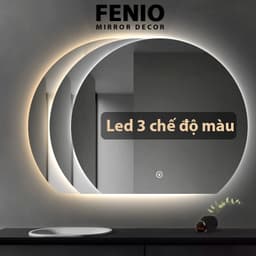 Thumbnail Gương tròn khuyết treo tường FENIO có đèn led cảm ứng decor 1