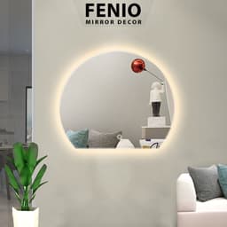 Thumbnail Gương tròn khuyết treo tường FENIO có đèn led cảm ứng decor 4