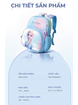 Thumbnail Balo cho bé gái đi học mẫu giáo mầm non 1989KIDS từ 2 đến 5 tuổi hình in elsa siêu nhẹ thoáng khí cao cấp BL27 2