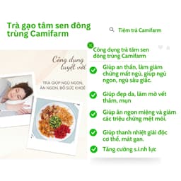 Thumbnail Trà tâm sen đông trùng Camifarm hộp 30 gói giúp ngủ ngon, tăng cường sinh lý, điều hoà đường huyết 1