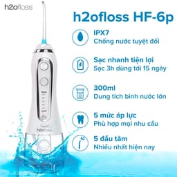 Thumbnail Máy tăm nước cầm tay H2oFloss HF6P 300ml [Mẫu cải tiến], Tia nước Micro sạch X4 lần, Bảo Hành 12 tháng, kèm túi đựng máy 2