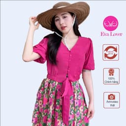 Thumbnail Set bộ áo 1 màu mix chân váy hoa dáng dài kiểu dáng trẻ trung năng động Evalover 1