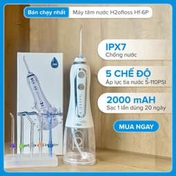 Thumbnail Máy tăm nước cầm tay H2oFloss HF6P 300ml [Mẫu cải tiến], Tia nước Micro sạch X4 lần, Bảo Hành 12 tháng, kèm túi đựng máy 3