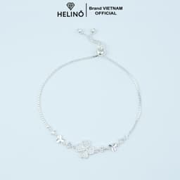 Thumbnail Lắc tay bạc nữ HELINO cỏ bốn lá may mắn đính đá bản dây rút V33 2
