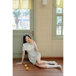 Thumbnail Đầm cổ đức bung vạt đính nơ cổ 1S91.2408K, váy dầm công sở kiểu dáng thanh lịch nữ tính thiết kế bởi JM Dress Design 4