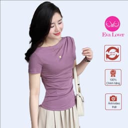 Thumbnail Áo thun nữ lệch vai Evalover – Nhún eo gấu vát, vải cotton co giãn 4 chiều 1