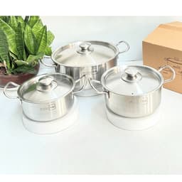 Thumbnail Bộ nồi inox 1 đáy Fivestar H.T cook HT-06DN 3 món nắp inox dùng được bếp từ , gas , hồng ngoại 4