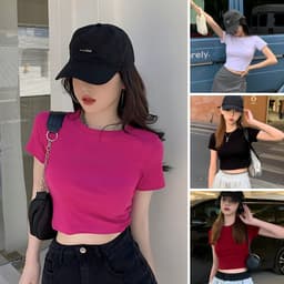 Thumbnail Áo croptop nữ ôm body trơn nhiều màu - LOZA PH403302 1