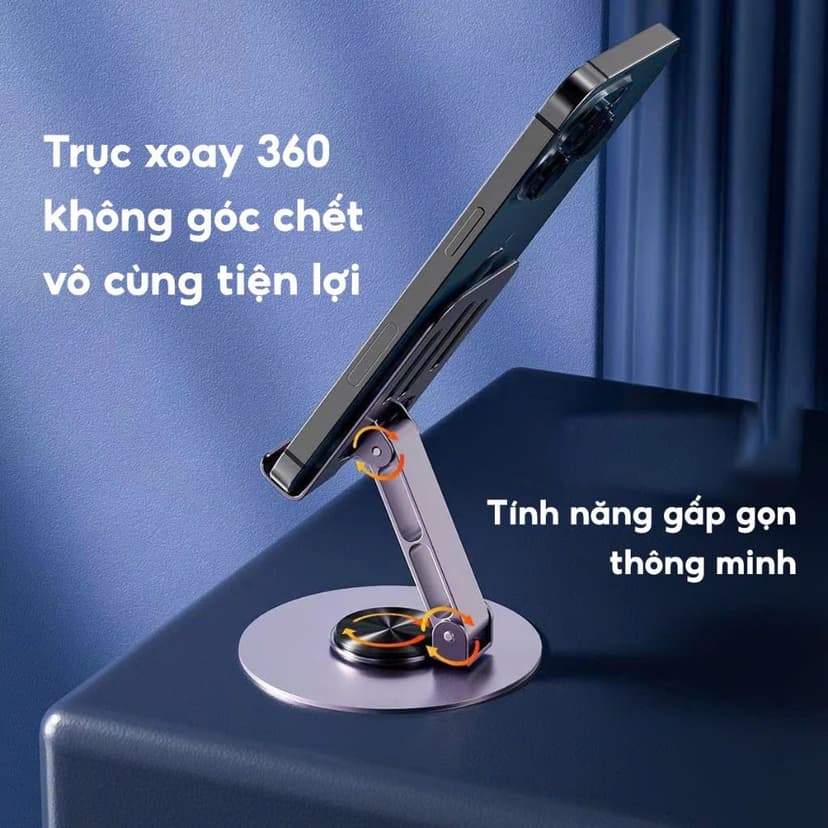 Ảnh Giá Đỡ Điện Thoại Ipad Để Bàn HOLOCOM CY010 Đế Xoay 360 Độ, Kệ Đỡ Điện Thoại Bằng Hợp Kim Nhôm Gấp Gọn Tiện Lợi 4