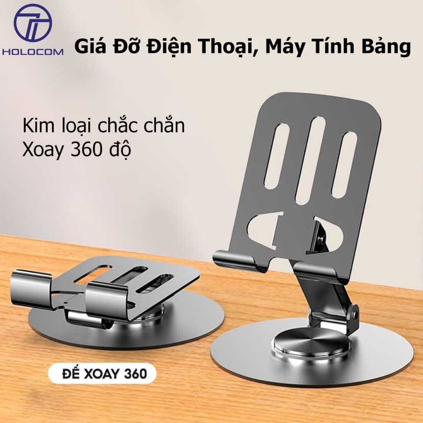 Ảnh Giá Đỡ Điện Thoại Ipad Để Bàn HOLOCOM CY010 Đế Xoay 360 Độ, Kệ Đỡ Điện Thoại Bằng Hợp Kim Nhôm Gấp Gọn Tiện Lợi 1