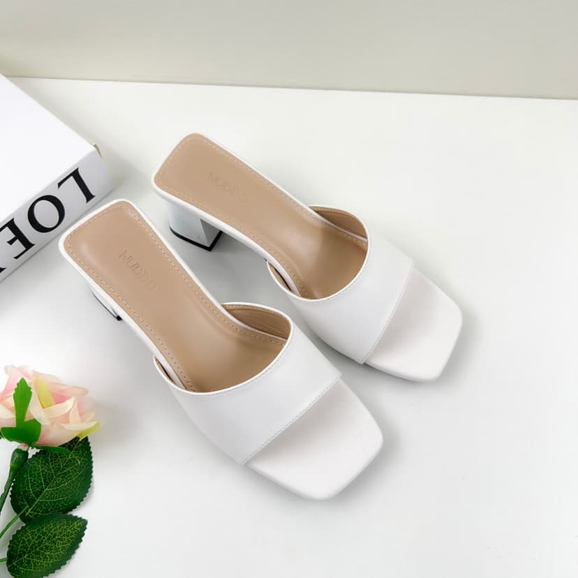 Ảnh Dép Cao Gót Nữ Công Sở Đế Vuông 5 Phân, Guốc Sandal Nữ Hở Mũi Quai Ngang Êm Chân NUDDO _ND321 3