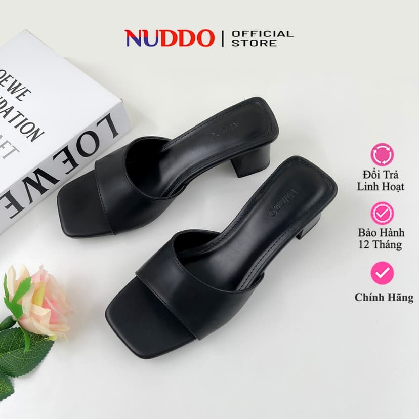 Ảnh Dép Cao Gót Nữ Công Sở Đế Vuông 5 Phân, Guốc Sandal Nữ Hở Mũi Quai Ngang Êm Chân NUDDO _ND321 1