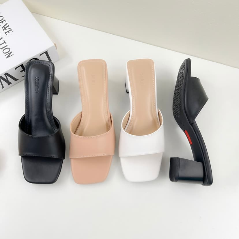 Ảnh Dép Cao Gót Nữ Công Sở Đế Vuông 5 Phân, Guốc Sandal Nữ Hở Mũi Quai Ngang Êm Chân NUDDO _ND321 2