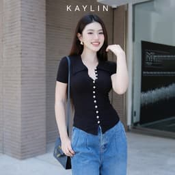 Thumbnail Áo thun KAYLIN cổ sơ mi phối nút chất vải thun cotton co giản phong cách thanh lịch - N2314 1