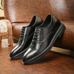 Thumbnail Giày tây Tăng chiều cao da bò nam công sở SmartMen GD400 Đen 4
