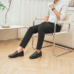 Thumbnail Giày lười công sở tăng chiều cao da bò SmartMen GL-04 Đen 4