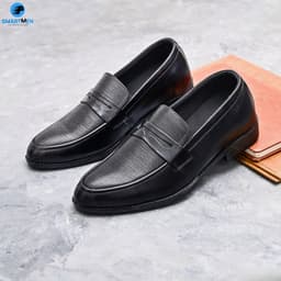 Thumbnail Giày lười công sở tăng chiều cao da bò SmartMen GL-04 Đen 1