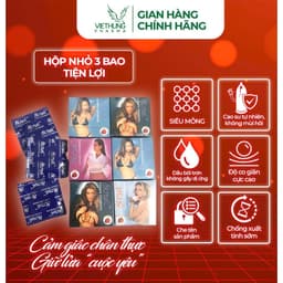 Thumbnail Bao Cao Su Gia Đình VietHung Pharma, Siêu Mỏng, Bổ Sung Nhiều Gel Bôi Trơn,  Hộp 3 Chiếc 1