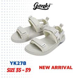 Thumbnail Sandal Unisex Genki Màu Kem Quai Ngang Đế Cao Su Thời Trang Sport YK278 1