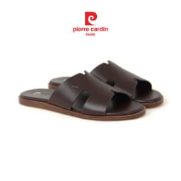 Thumbnail Dép nam Pierre Cardin Pháp da bò thật, quai ngang, đế bằng thời trang khắc logo 164 - Hàng chính hãng 2