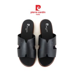 Thumbnail Dép nam Pierre Cardin Pháp da bò thật, quai ngang, đế bằng thời trang khắc logo 164 - Hàng chính hãng 3