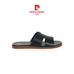 Thumbnail Dép nam Pierre Cardin Pháp da bò thật, quai ngang, đế bằng thời trang khắc logo 164 - Hàng chính hãng 4