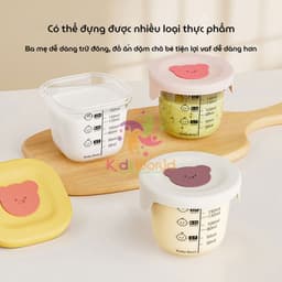 Thumbnail Hộp Trữ Đồ Ăn Dặm Thủy Tinh KidsWorld Hình Khủng Long, Gấu Hộp Trữ Đông, Trữ Thức Ăn Cho Bé Nắp Silicone 4