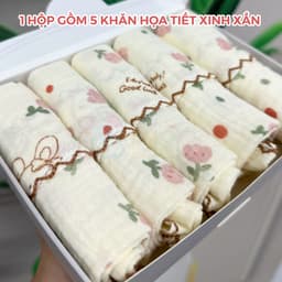 Thumbnail Hộp 5 Khăn Sữa Muslin GEE 2 Lớp Cao Cấp - Siêu Thấm Hút, Kháng Khuẩn, Bền Đẹp, Phù Hợp Cho Bé Sơ Sinh S5G1 IQKAO 1