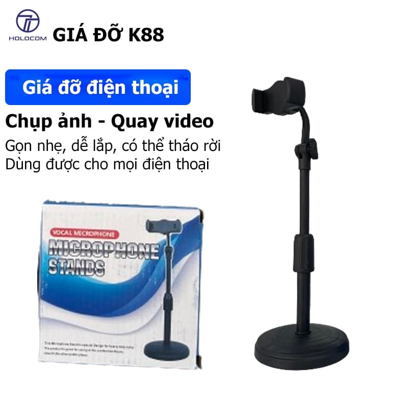 Ảnh Giá Đỡ Điện Thoại Để Bàn Gấp Gọn HOLOCOM K88, Kệ Đỡ Đa Năng Xoay 360 Độ Chắc Chắn Chụp Ảnh, Quay Video, Livestream 1