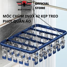 Thumbnail Móc chùm phơi đồ cho bé 26,36,42 kẹp chống trơn, có khóa chống gió, chất liệu inox 304 cao cấp. 1