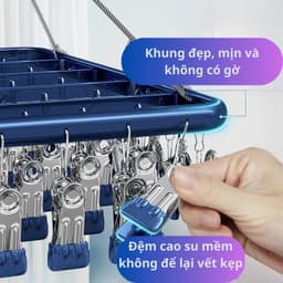 Thumbnail Móc chùm phơi đồ cho bé 26,36,42 kẹp chống trơn, có khóa chống gió, chất liệu inox 304 cao cấp. 2