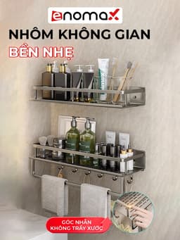 Thumbnail Kệ nhà tắm Enomax dán tường  để đồ đa năng, đựng mỹ phẩm, dầu gội... Nhôm hàng không cao cấp. Bảo Hành 10 Năm (Eno 0112) 4