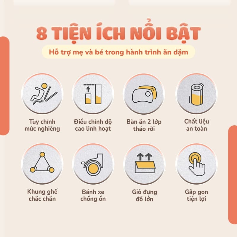 Ảnh Ghế ăn dặm đa năng cao cấp Chilux Grow V Upgrade - Có thể gấp gọn - Bánh xe chống ồn 1
