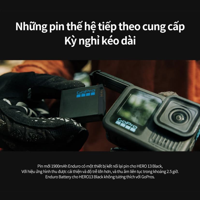 Ảnh GoPro Hero13 Black Camera hành động chống nước, ảnh 27MP + video 5.3K, GPS, không bao gồm Lenses HB 3