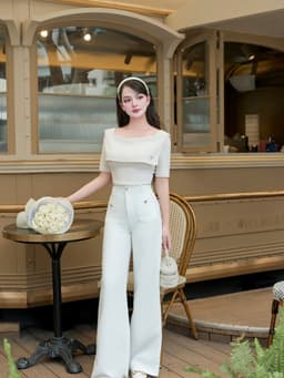 Thumbnail Áo Tay Lửng Cổ Cách Điệu Vải Len Mềm - EDINI - A1479 2