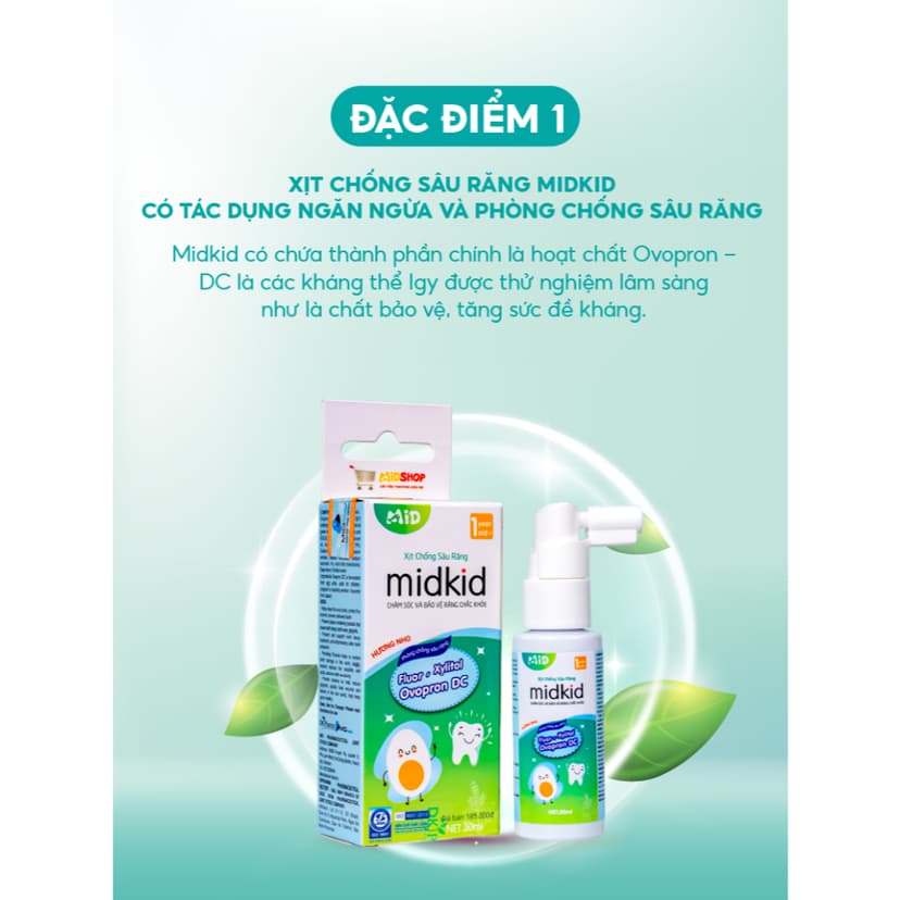 Ảnh 2 hộp Xịt chống sâu răng Midkid vị NHO và TÁO chính hãng cho bé từ 1 tuổi, vị ngọt thơm nuốt an toàn 2