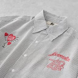 Thumbnail Áo Sơ Mi Trái Tim Thêu, Sọc Đen Trắng - Brand TSUN Chính Hãng - Lovemotion Shirt - Uniex, Vải Oxford 3