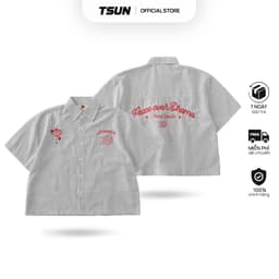 Thumbnail Áo Sơ Mi Trái Tim Thêu, Sọc Đen Trắng - Brand TSUN Chính Hãng - Lovemotion Shirt - Uniex, Vải Oxford 1