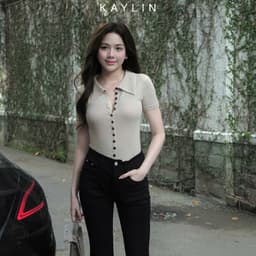 Thumbnail Áo thun KAYLIN cổ sơ mi phối nút chất vải thun cotton co giản phong cách thanh lịch - N2314 2