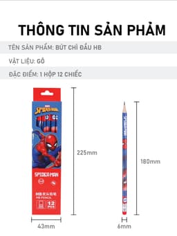 Thumbnail Bút chì cho bé 1989KIDS hộp combo 12 chiếc HB dành cho học sinh tiểu học,bút chì tập viết cho trẻ em,viết chì cho bé 2