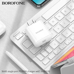 Thumbnail Bộ sạc nhanh Borofone GBA81 PD 20W kèm cáp Type-C dùng cho 8/X/11/12/13/14  sạc nhanh 3A, dây dài 1m, chân dẹt 2